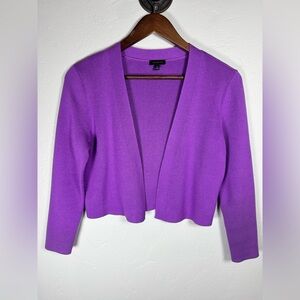 💜Talbots Vibrant‎ Purple Soft Cropped Cardigan Sweater Cotton Modal Size Small